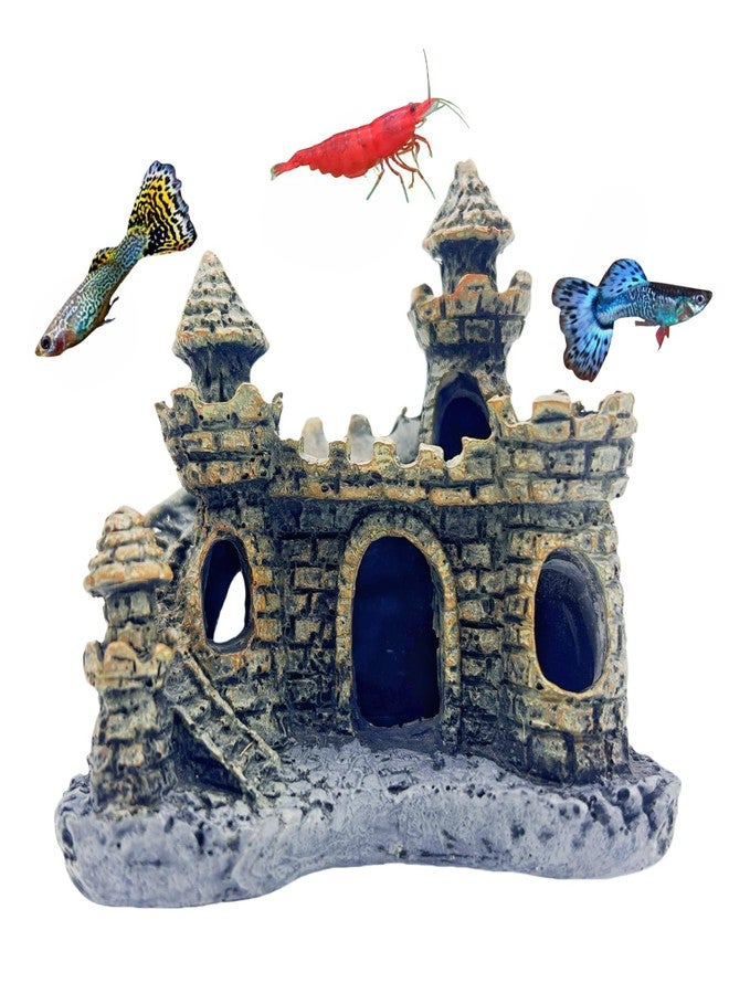 Odebyata Small Aquarium Castle Decor , Mini Cute Fish Tank Castle Ornaments, Young Little Fish Fish Larvaes Shrimp Hide Caves Hideout for Small Medium Fish Tank Decor Crab Cichlid Betta Tank Decor (Brown) - Image 1